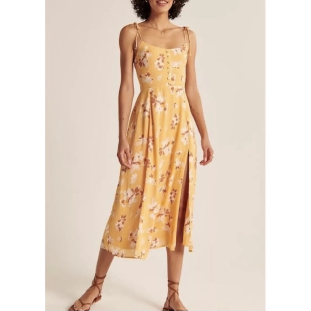 Abercrombie & Fitch Yellow Floral Midi Dress